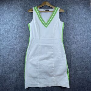 Willi Smith Dress Womens 8 Mod Retro Green White 60s 70s Preppy Academia Minimal